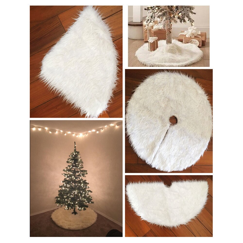 Delantales de falda de árbol de Navidad de felpa blanca, alfombra de árbol de Navidad, decoraciones navideñas para el hogar, decoración de Navidad de Año , 78/90/120CM