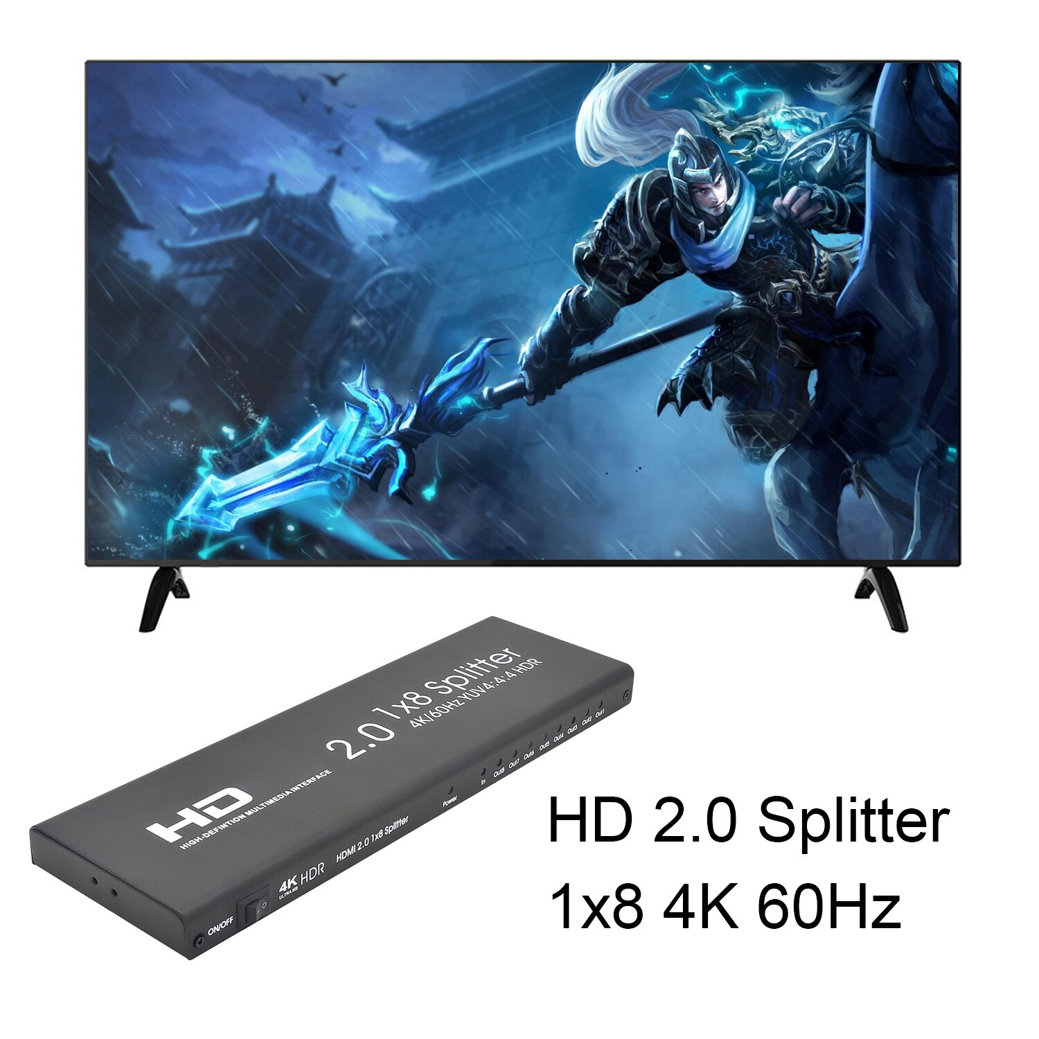 HDMI 2.0 Splitter 1x8 4K 60Hz HD 2.0 Splitter HDCP... – Grandado