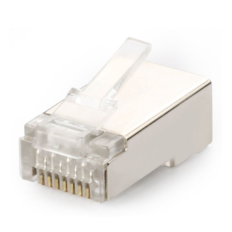 Shielded RJ45 Connector CAT5E CAT6 Crimp Ethernet Connector STP 8P8C Modular Crystal Head Plugs 100 Pieces
