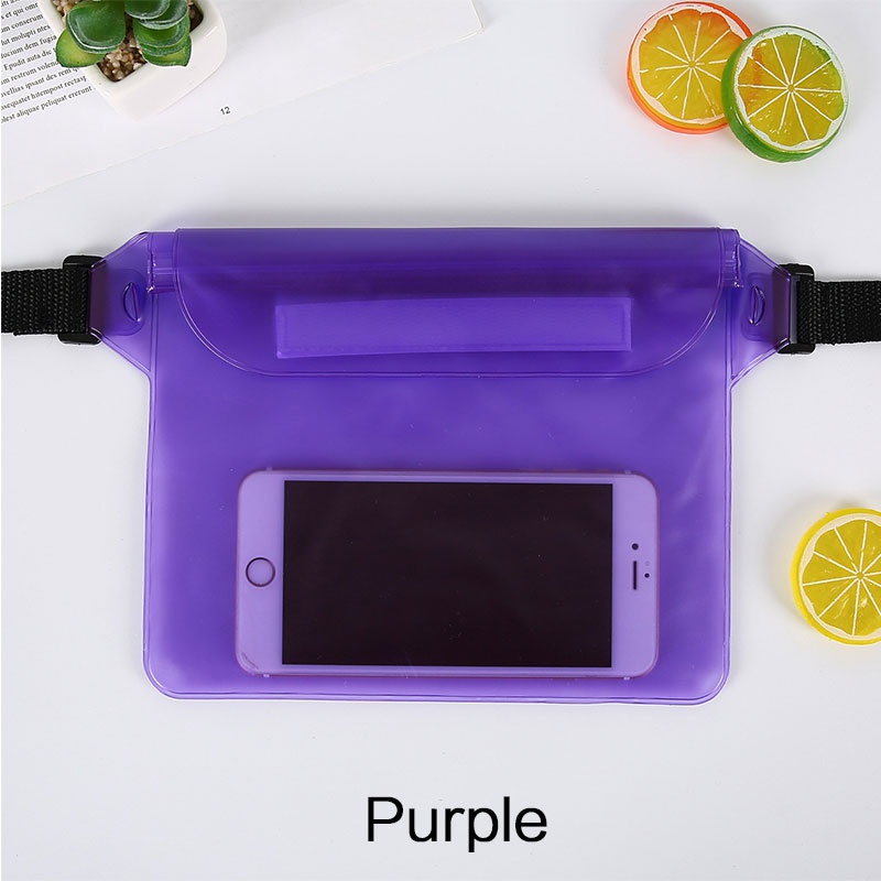 Waterproof Swimming Bag Ski Drift Diving Shoulder Waist Pack Bag Underwater Cell Phone Bags Case Cover for Beach Boat Sports: PURPLE