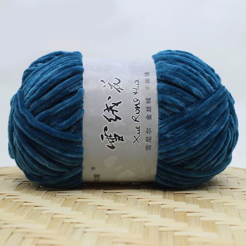 Hilo de terciopelo de chenilla para tejer, lana gruesa y cálida de ganchillo, lana de algodón para bebé, suéter de punto artesanal, 100g por rollo: peacock blue