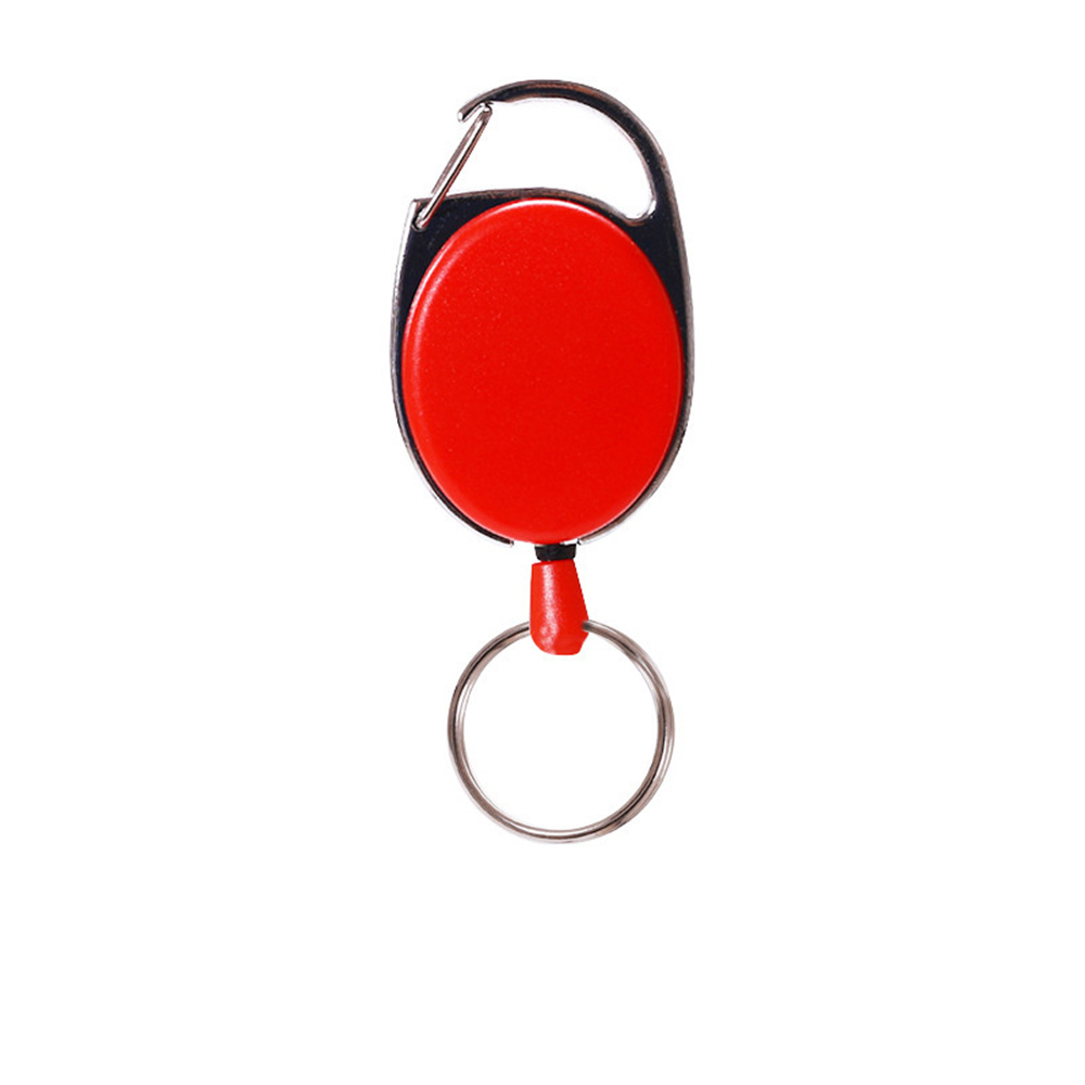 LLavero retráctil negro, llavero con insignia de identificación antipérdida con cuerda de alambre de acero elástica, accesorios para mochila, herramienta para exteriores: Amarillo