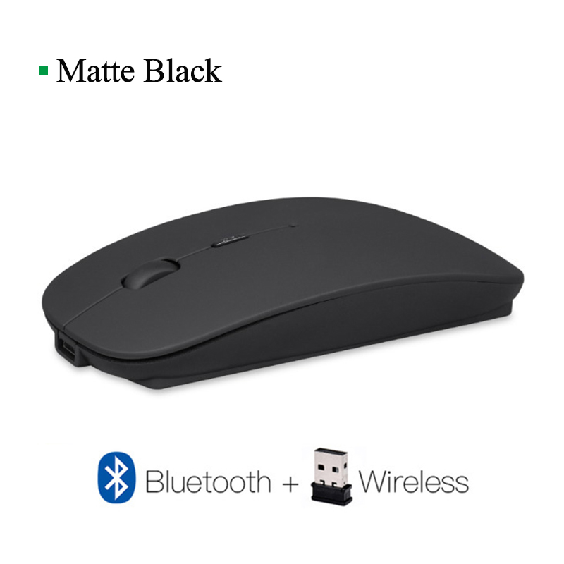 Anmck Draadloze Muis Computer Bluetooth Muis Stille Pc Mause Oplaadbare Ergonomische Muis 2.4Ghz Usb Optische Muizen Voor Laptop Pc: Bluetooth 4.0 Black