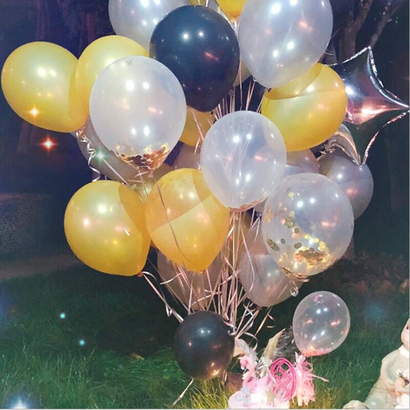 10pcs/lot Clear Balloons Gold Star Foil Confetti Transparent Balloons Happy Birthday Baby Shower Wedding Party Decorations