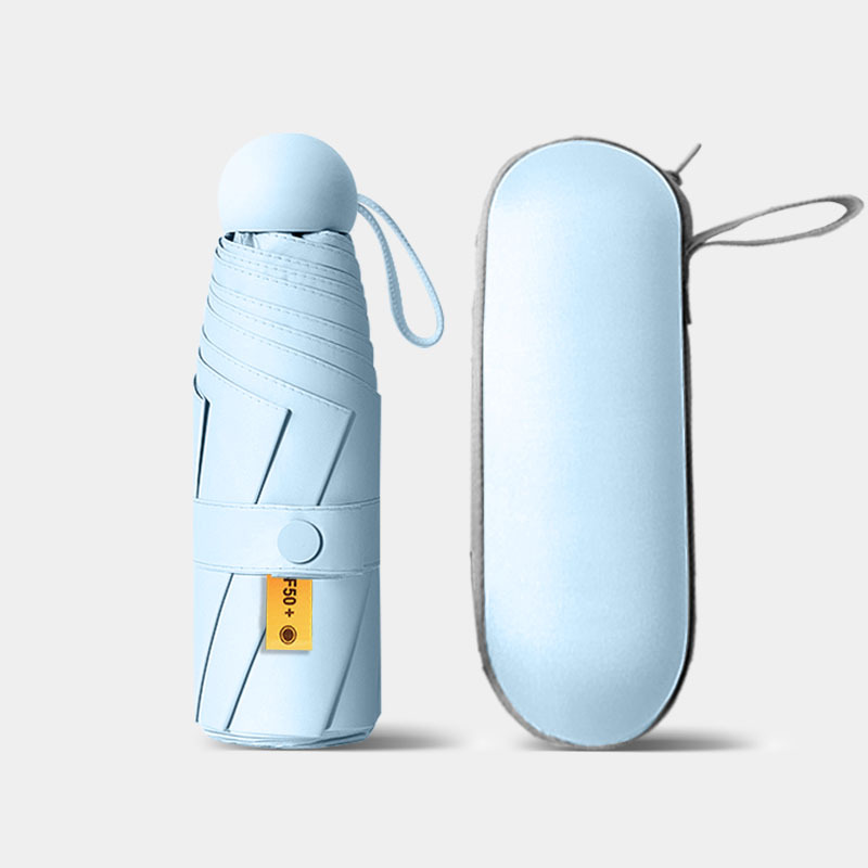 Mini Five-fold Ultra-light Compact Portable Capsule Sun Umbrella Female Sunscreen UV Protection Sunshade Umbrella Dual-use: sky blue