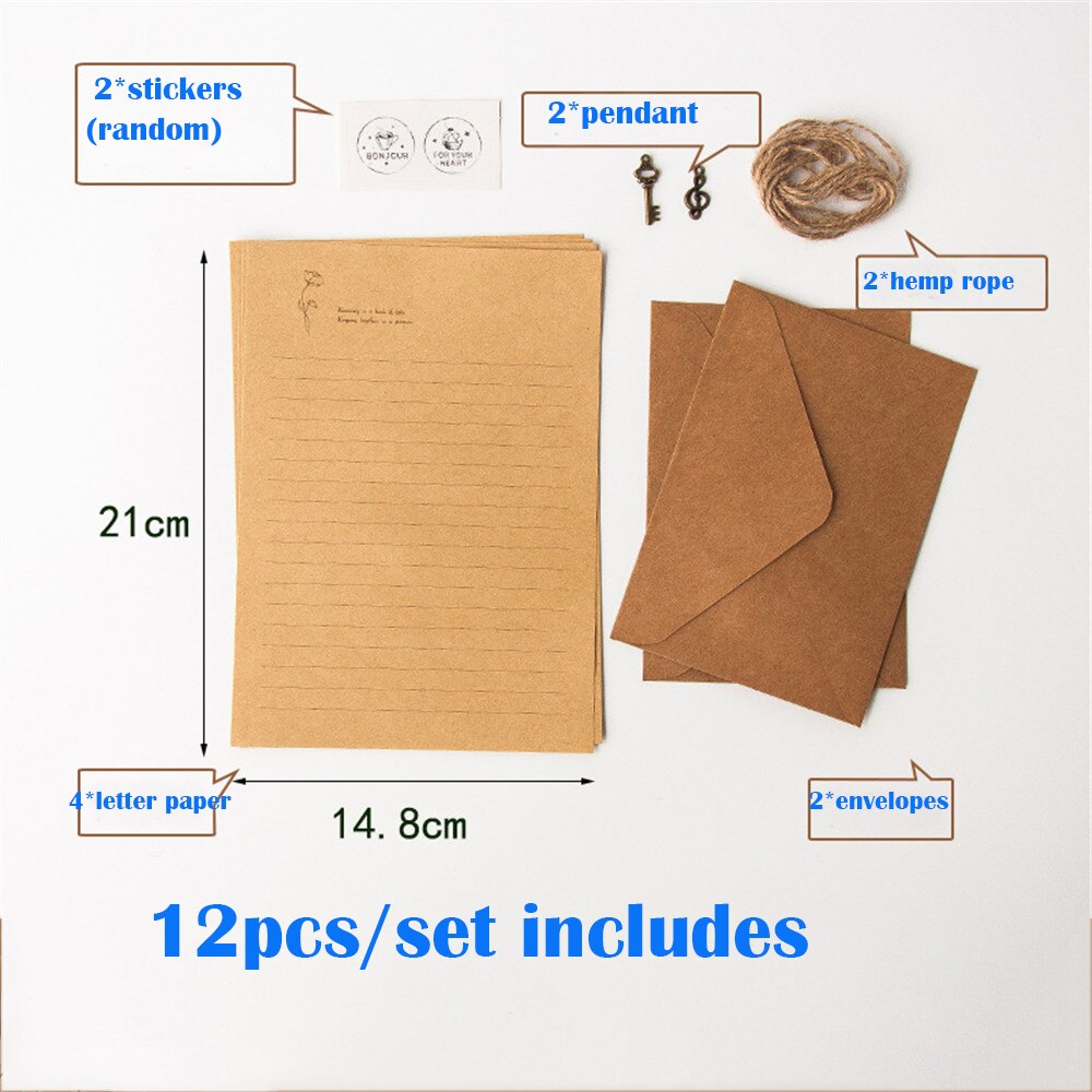 Vintage voimapaperi kirjekuoret kirjepaperisetti tarroilla retro kirjoituslehtiö kutsut toimistotarvikkeet paperitavarat: J