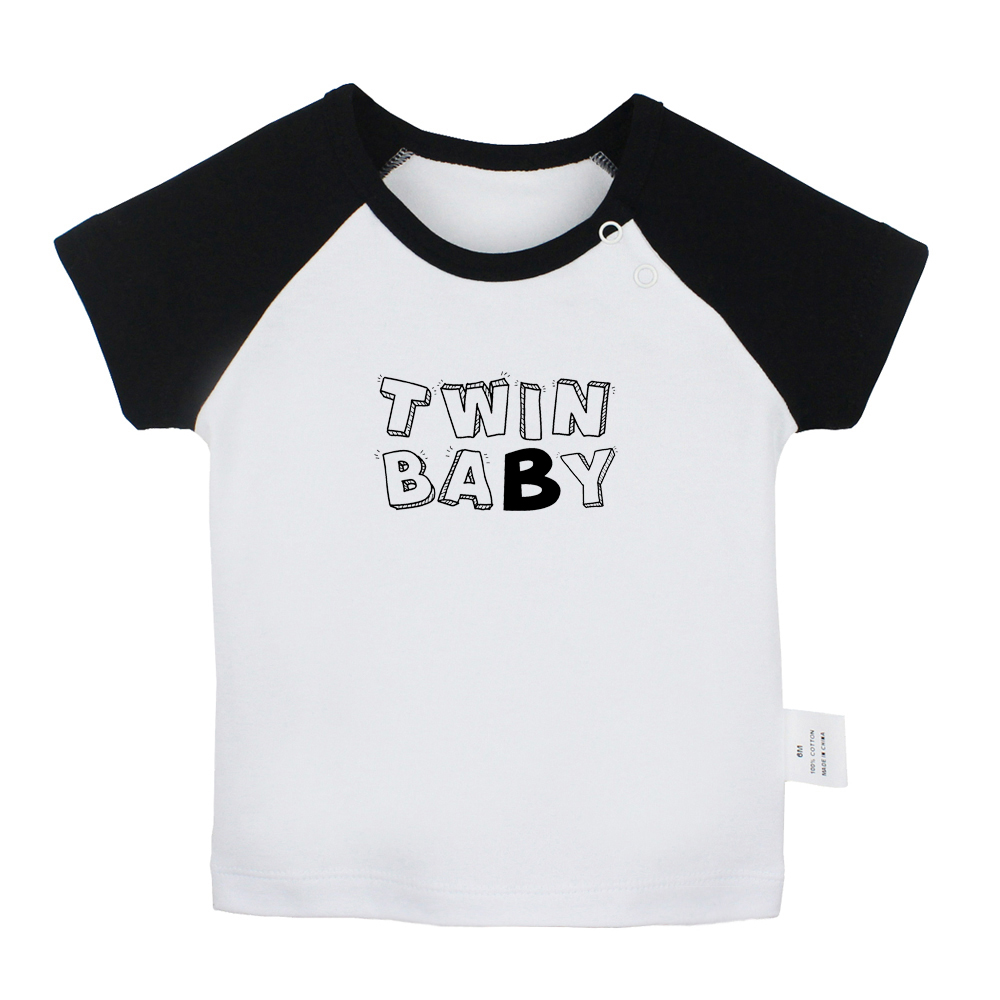 Idzn Zomer Twins Baby B Fun Art Gedrukt Baby Jongens T-shirts Leuke Baby Meisjes Korte Mouw T-shirt Pasgeboren katoenen Tops Kleding: BabyCB7729D / 18-24M