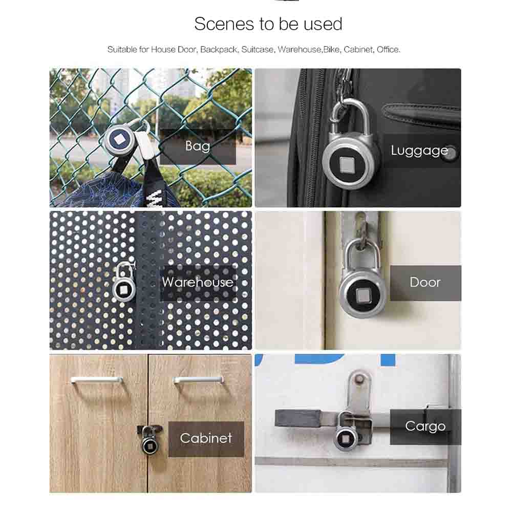 P2 Smart Keyless Fingerprint Lock Bluetooth Phone APP Unlock Waterproof Anti-Theft Padlock Door Lock for Android iOS