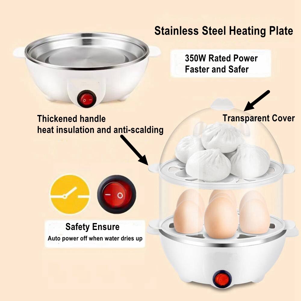 110V/220V Multifunctional Electric Fast Egg Cooker Boiler Steamer Double Layer Automatic Boiled Steamed Egg Cooker