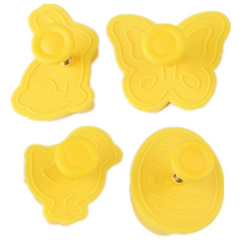 4 Stuks Cookie Stempel Biscuit Mold Vlinder Cookie Plunger Cutter Pasen Konijn Ei Chick Cookie Cutters Bakvorm