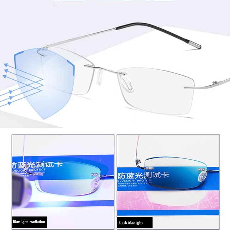 Randloze Leesbril - Retro Rechthoek Stijl - Anti Blauw Licht - Intelligente Zoom - Voor Heren & Dames