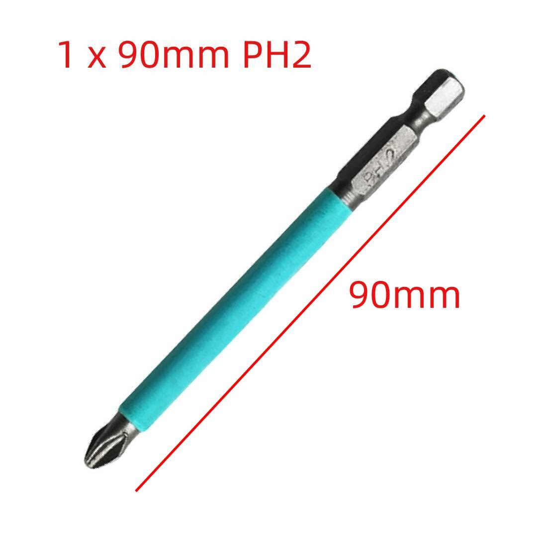 Magnetic Screwdriver Bit Set 10pc Anti Slip Electric Power Multi Tool Screwdriver Alloy Steel Screwdriver Accessories Hex Shank: 1 x 90mm PH2