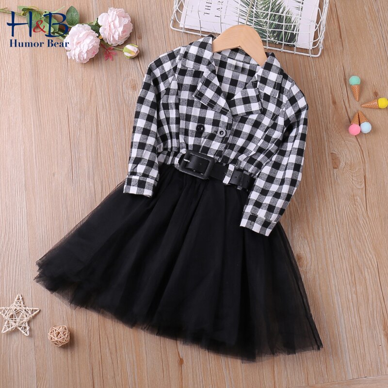Humor Bear Girls manica lunga abito da principessa plaid Party Tutu Dress Patchwork Party Pageant Holiday Dresses abiti natalizi: BZ2179 black / 7