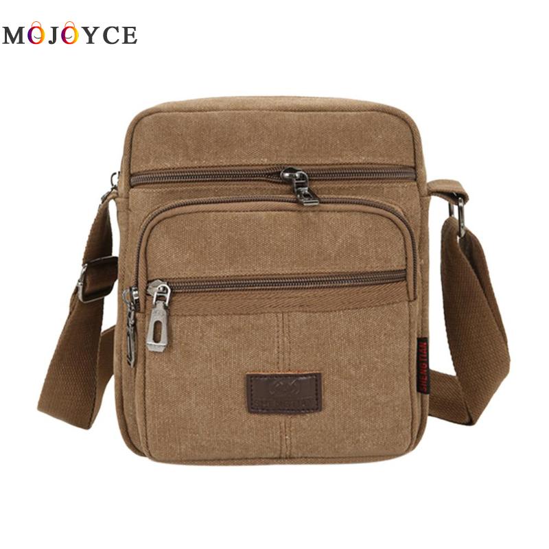 Canvas Crossbody Shoulder Bag Men Zipper Casual Travel Office Vintage Male Messenger Bag Bolsa Masculina: Coffee
