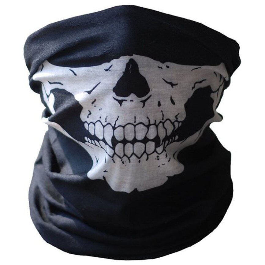 Máscaras calavera Festival esqueleto bicicleta mágica esquí calavera medio rostro máscara bufanda de fantasma multiuso cuello fantasma media máscara Nov #1: black