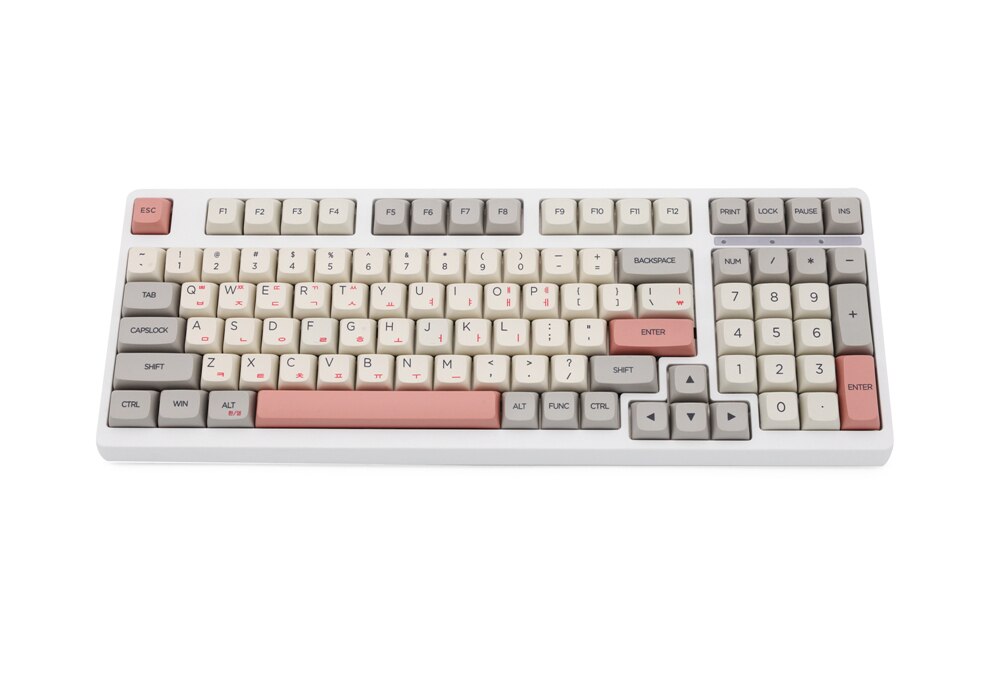 XDA-Conjunto de teclas para teclado, juego de teclas de color gris y Beige, grueso, PBT, para gh60 poker 87 tkl 9009 ansi xd64 bm60 xd68 bm65 bm68, japonés RU, V2 104