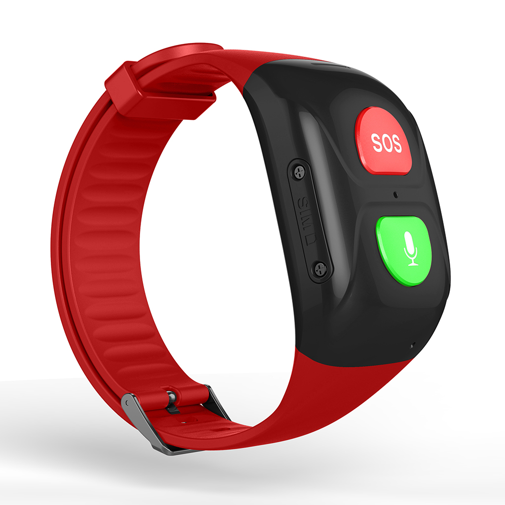 Zwei-tasten-sos-sprachanruf-smartphone-sportarmband-ortungsalarm-erinnerung: Rot
