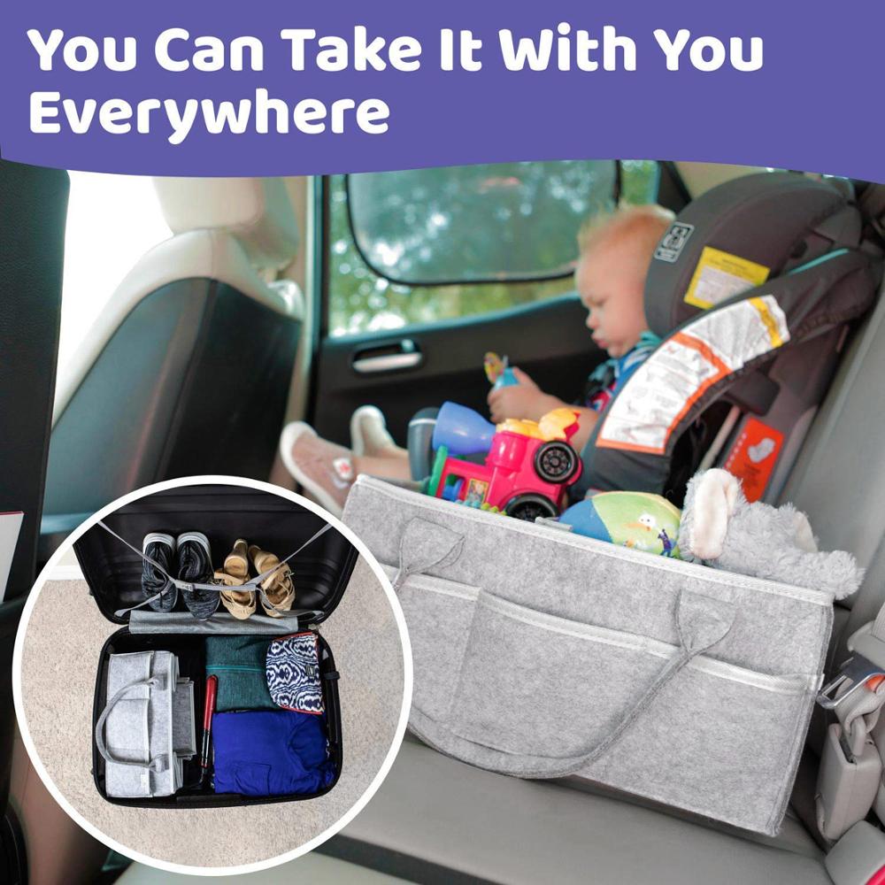 Foldbar filt baby ble puslebord og bil børnehaven væsentlige opbevaringsbakker baby ble caddy arrangør bærbar holder taske