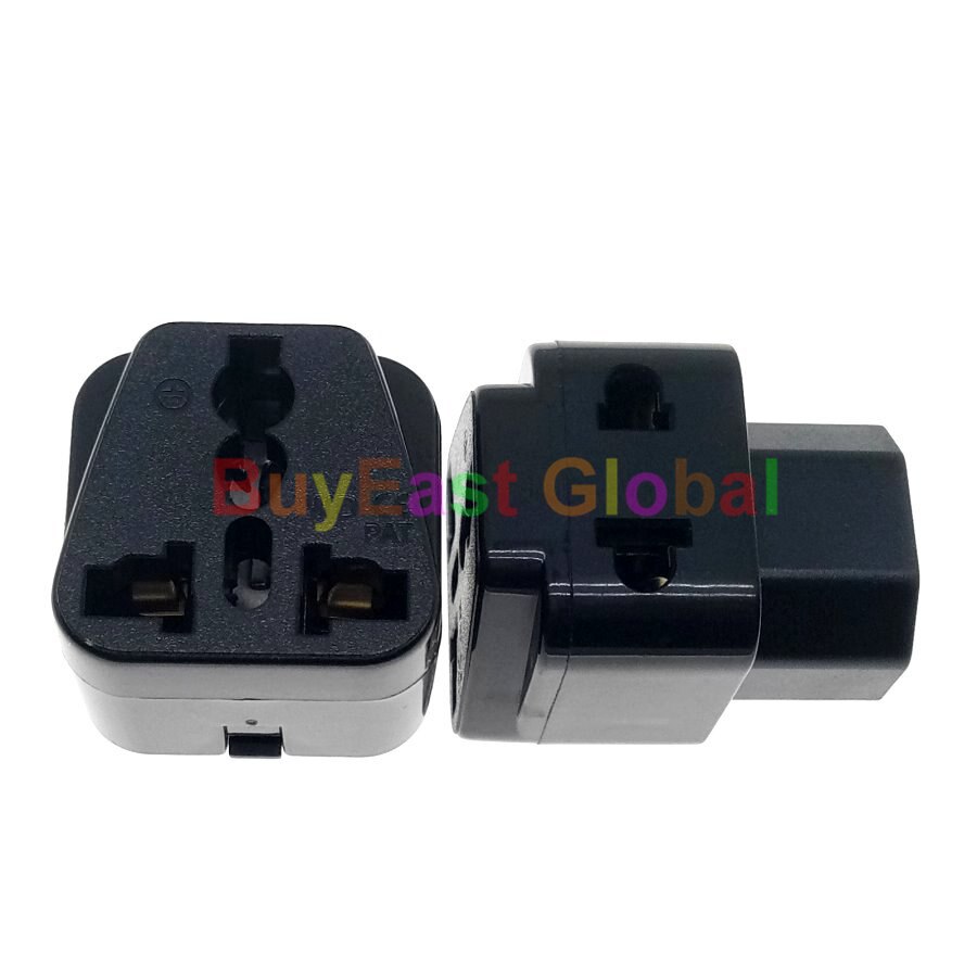 (Pack 3) 2 IN 1 - Universal to IEC320 C14 Male Electrical Plug Adapter AC100~250V 10A White / Black