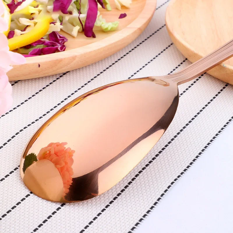 Stainless Steel Gold Salad Spoons Fork Cutlery Set Large Mixing Food Server Pasta Utensils Dinnerwar Kitchen Tableware Kit