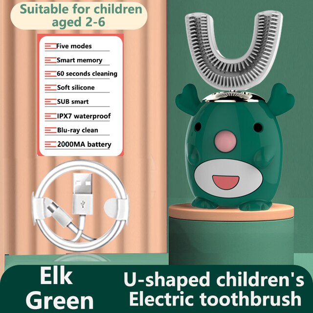 Children Electric Toothbrush Cartoon Pattern Tooth Brush Electric Teeth Tooth Brush For Kids with Soft Replacement Head: D For 2-6 years old