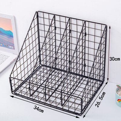 Rose Gold Wrought Iron Storag Rack Magazine Book Holder Stand Metal Baskets Office Desktop File Organizer Cosmetic Storage Box: G