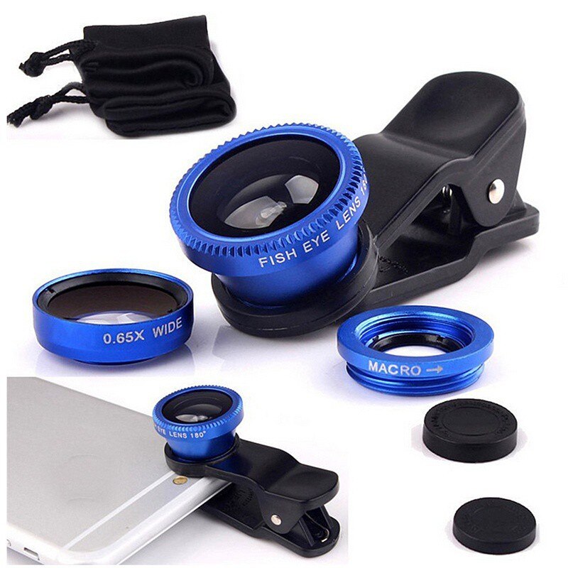 3 in 1 Grandangolare macro Fisheye lente clip di kit Telecamera per il iPhone Samsung Universale Fotografia Accessori Del Telefono mobile Della Macchina Fotografica