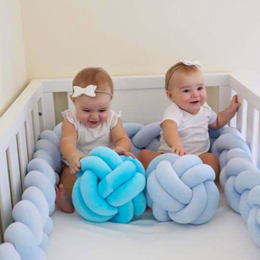 1 stk baby seng kofanger knude kugle lang håndlavet knyttet fletning vævning plys baby krybbe beskytter spædbarn knude pude værelse indretning