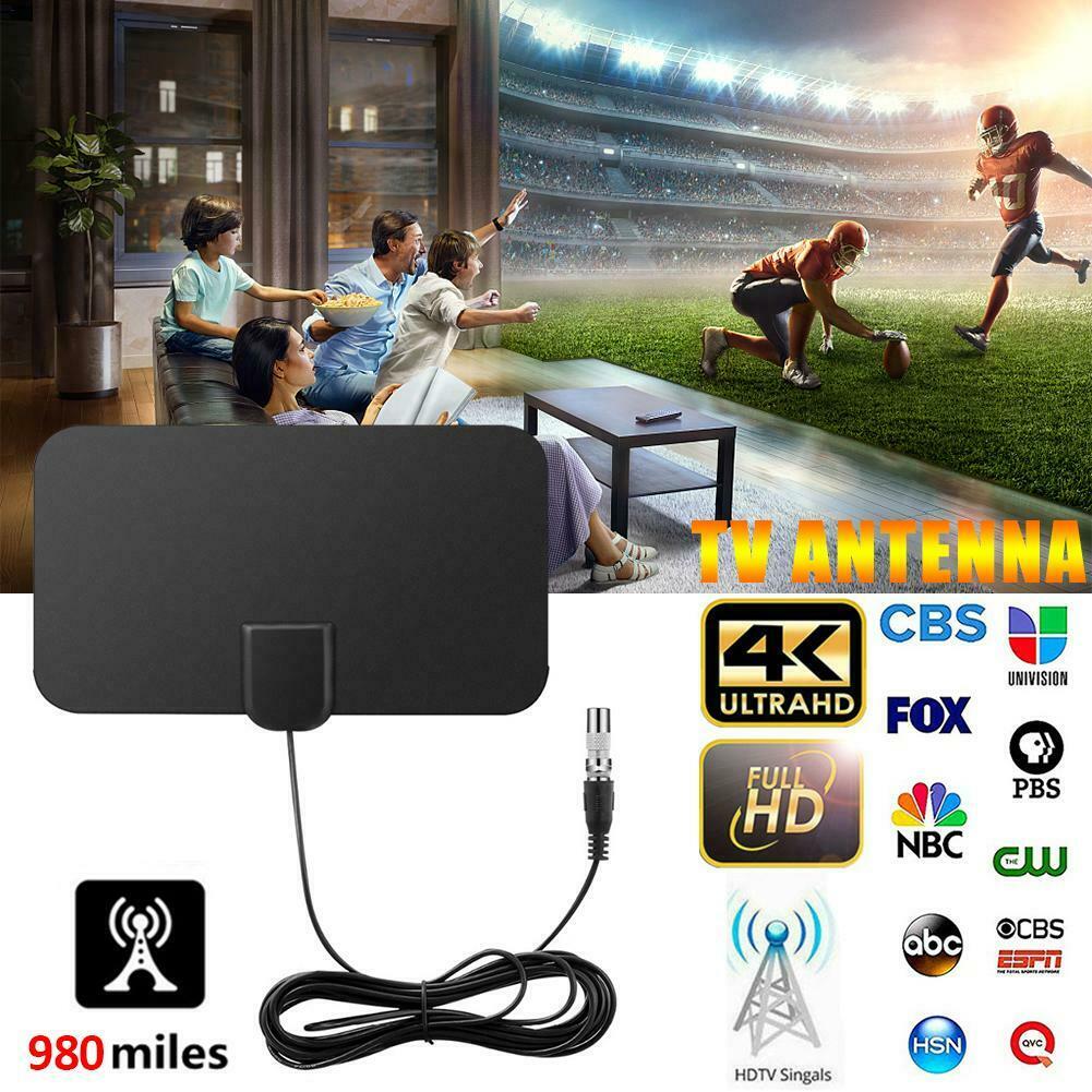 Mini TV mâle 50 Miles Booster actif intérieur HD antenne de télévision numérique antenne 25DB Ga-noir