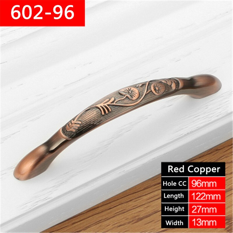 Maçanetas para armários e móveis, puxadores de gaveta para armários, máquinas de bronze e cobre vermelho: 602-96