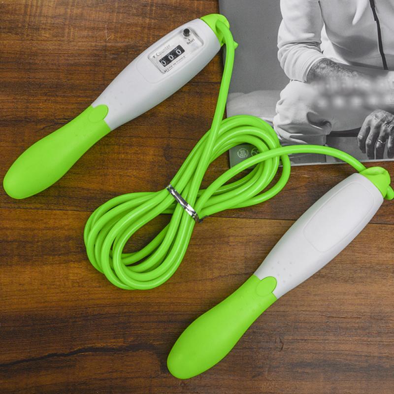 Cuerda de saltar con conteo mecánico para estudiantes adultos, equipo de Fitness, cuerda de plástico con soporte de peso, cuerda para saltar, saltar con conteo: Verde