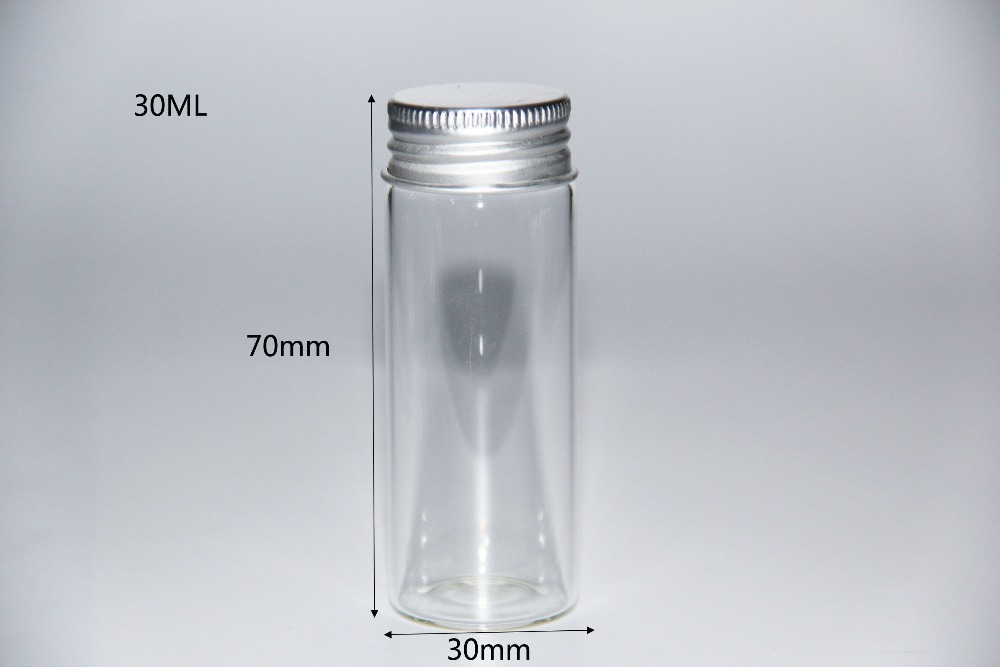 Frascos de vidrio transparentes con tapa de rosca para decoración de boda, frascos de Perfume para alimentos, 10ml, 15ml, 20ml, 25ml, 30ml, 40ml, 50ml, 60ml, 50 Uds.: 30 70mm 30ml