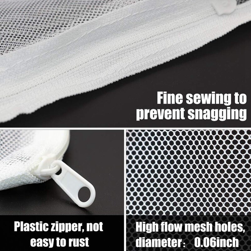 30 pakke akvarium mesh media filter poser high flow mesh bag gjenbrukbare nettposer med plastglidelås for fisketank bio baller pelleti