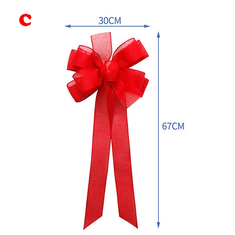 Grand nœud décoratif en lin pour sapin de noël, grand nœud rouge, fait à la main, pour emballage de boîte, pour fête du nouvel an et mariage: c