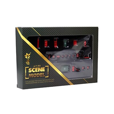 1: 64 schaal auto Reparatie Tool Scène Model prullenbak olie drum Brandblusser Brandkraan trolley: Default Title