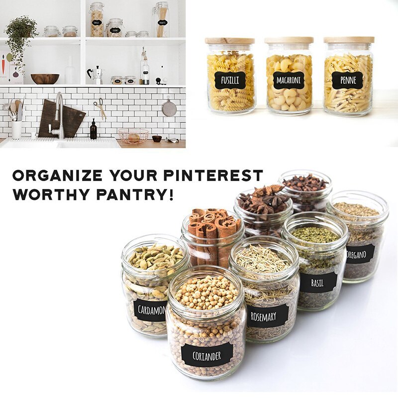 250pcs/Roll Home Decoration Blackboard Sticker Black Recycling PVC Adhesive Organizer Kitchen Label Stickers Waterproof