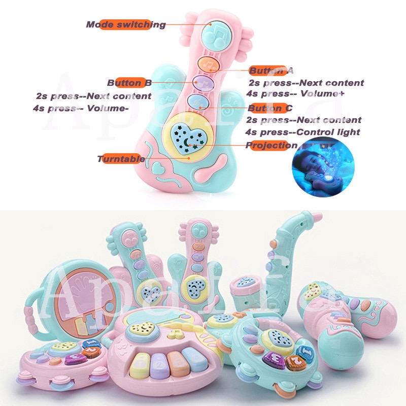 Kleurrijke Projectie Muzikale Baby Rammelaars Speelgoed Knipperende Hand Bells Baby Speelgoed Zuigeling Digitale Grafische Cognitie Educatief Speelgoed
