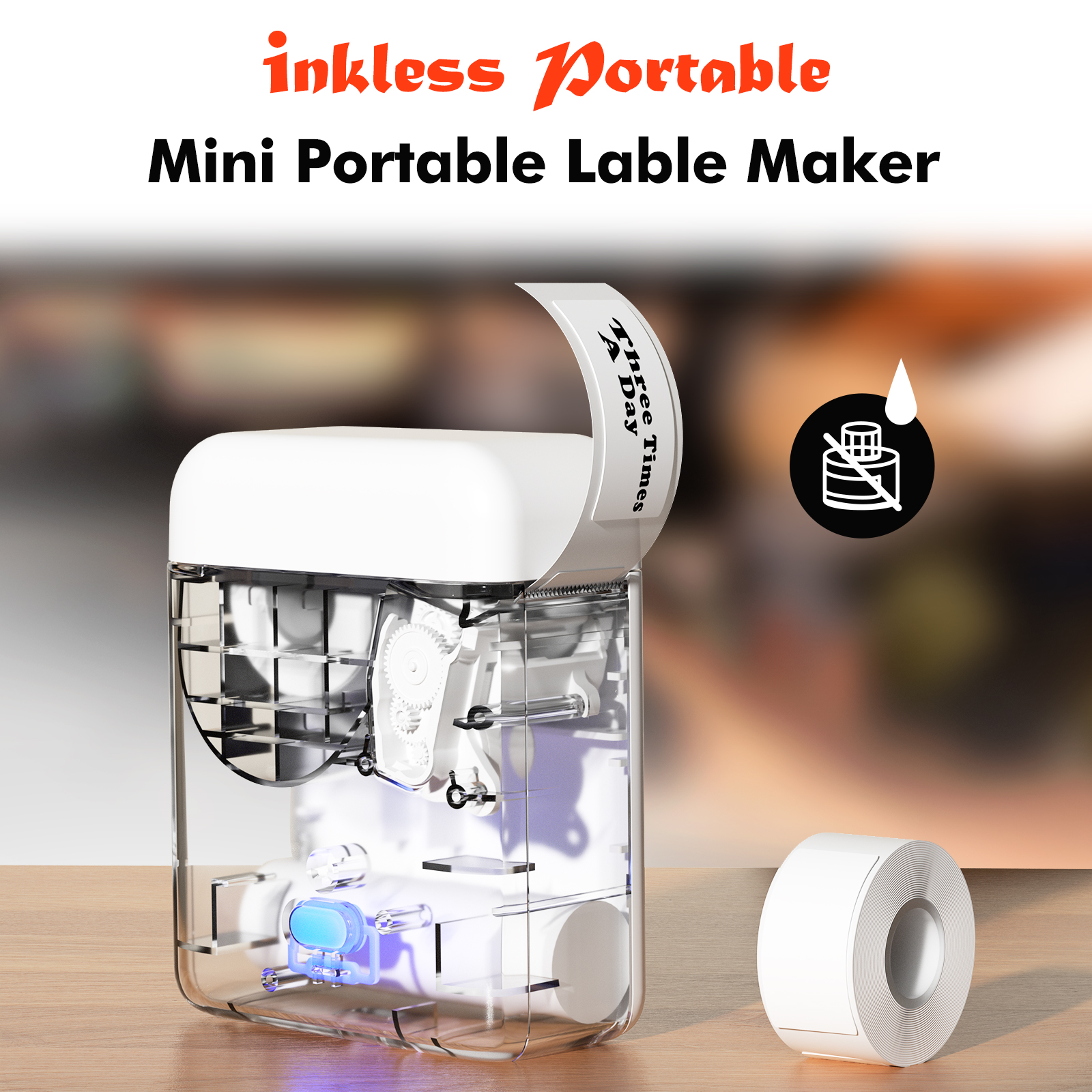 Mini Label Printer， Portable Thermal Printer ，Self-Adhesive Sticker Labeling Machine， Wireless Bluetooth，Inkless Printer