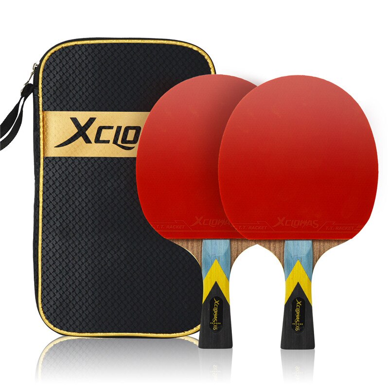 XC LOHAS 2Pcs Neue Verbesserte 6 Sterne Carbon Tischtennis Schläger Set, mit Gute Kontrolle Leistungsstarke Professionelle Ping Pong Paddle Bat: 2 Long Handle