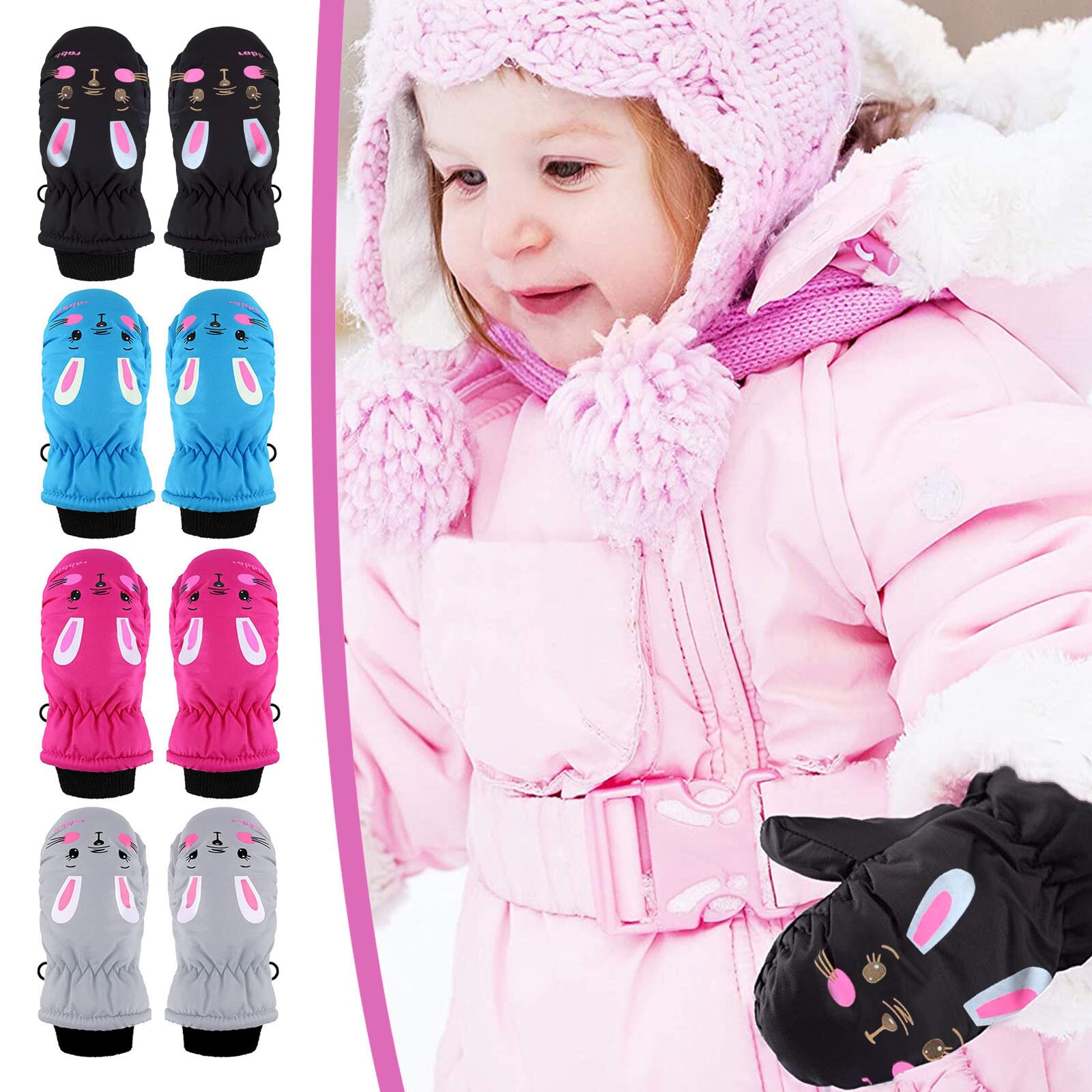 1 Pairs Peuter Kids Baby Jongens Meisjes Ski Handschoenen Waterdichte Warme Sneeuw Wanten Kinderen Winter Outdoor Warme Handschoenen