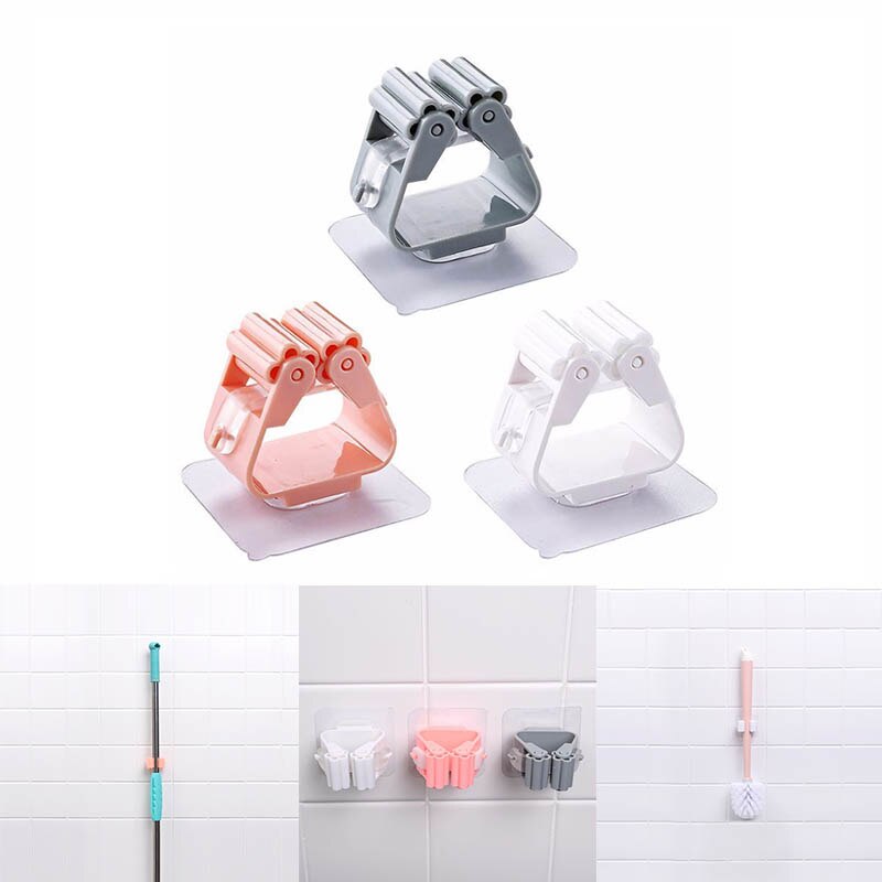 Adhesive Multi-Purpose Wall Hooks Mounted Mop Organizer Holder Brush Broom Hanger Bathroom Kitchen Storage Rack Home Accessorie