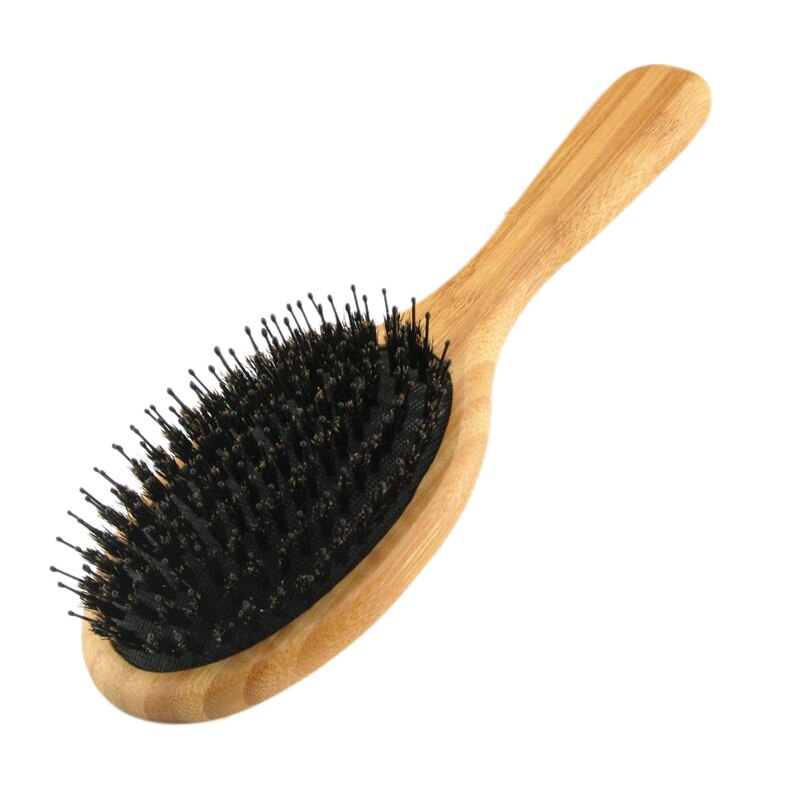 Hair Brush Boar Bristle Hair Brush with Nylon Pins Bamboo Paddle Detangler Brush Detangling Adding Shine Brushes Daily Use for C: Default Title