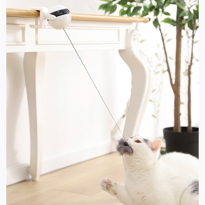 Elektrisk kat legetøj sjov kat teaser bold legetøj automatisk løft fjeder stang yo-yo løfekugle interaktivt puslespil smart kæledyr legetøj
