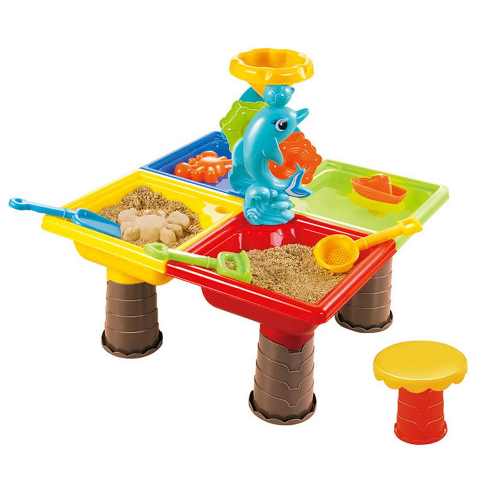 1 Set bambini tavolo da spiaggia sabbia gioco giocattoli Set Baby Water Sand strumenti di dragaggio colore casuale tavolo da spiaggia gioco Sand Pool Set