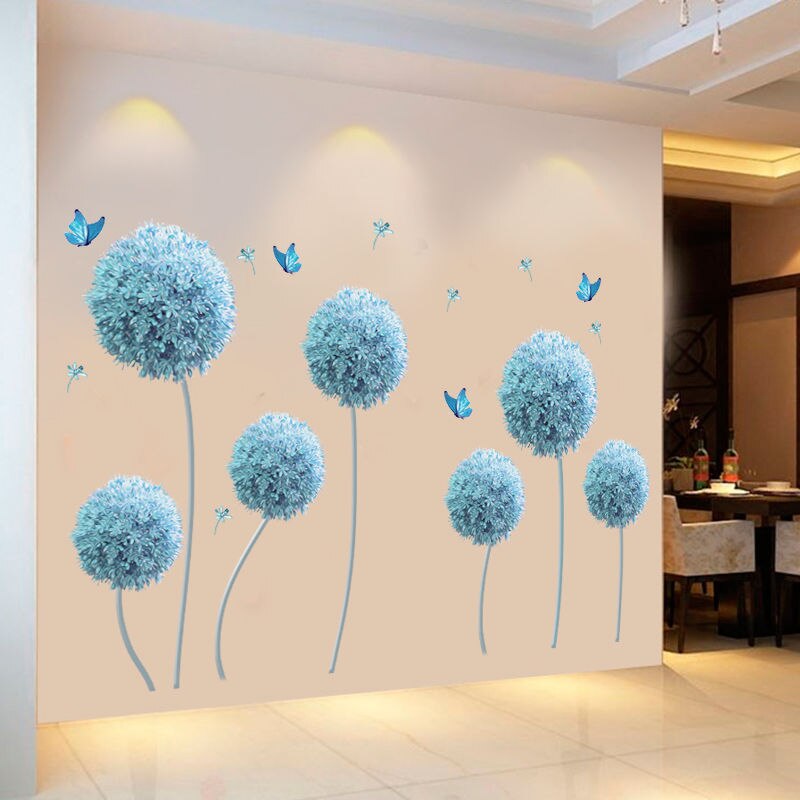 Large Blue Flower wall Stickers Home Decor Wall Decals 3d Wall Sticker Flower Living Room Decoration Large Vinyl Wall Murals