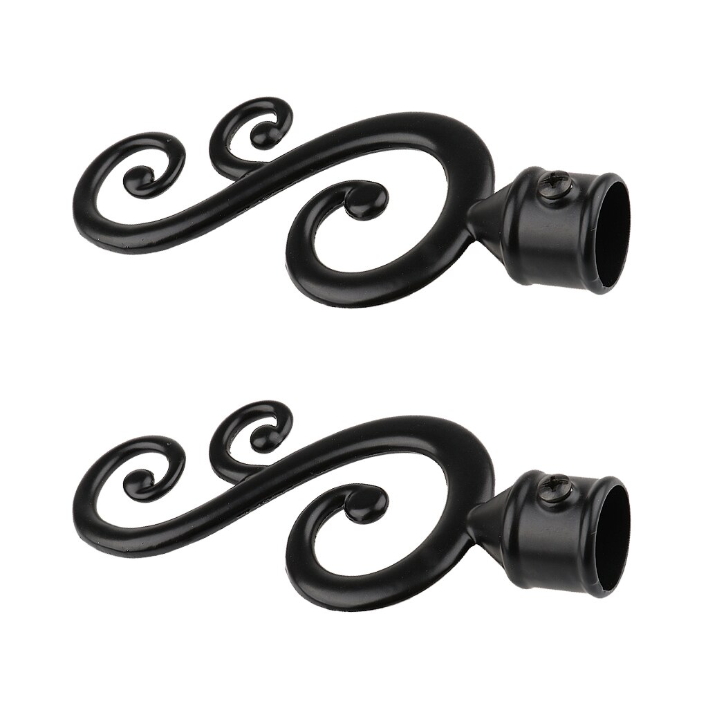 2x Assorted Decorative Window Curtain Pole End Drape Rod Finals Head with Inner Dia. 22mm: Black1