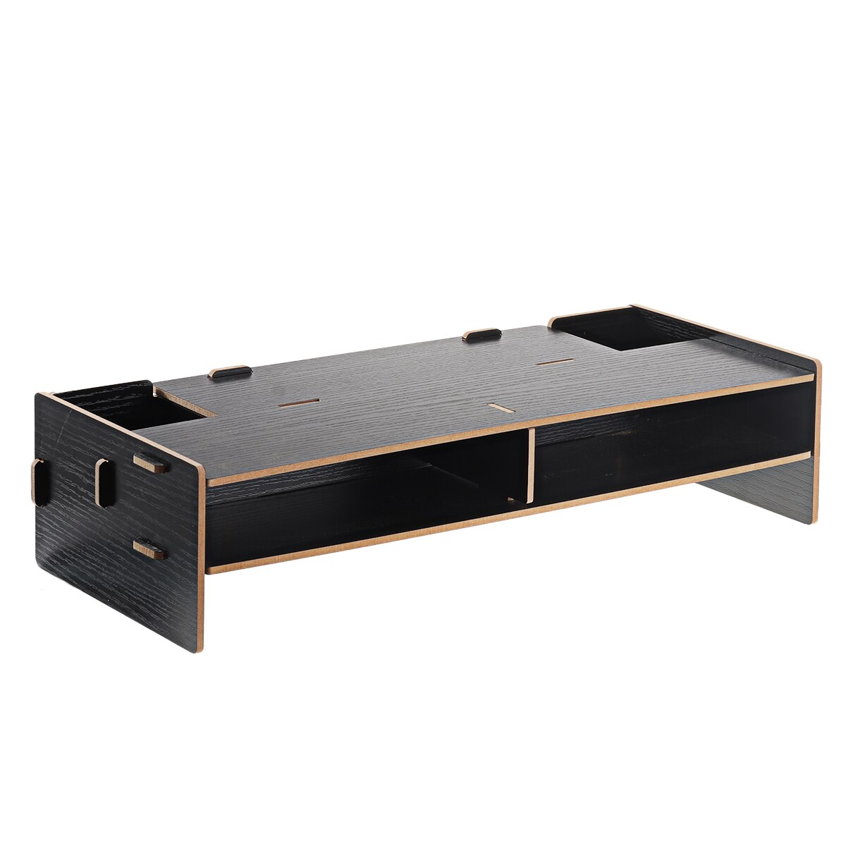 Multi-function Desktop Monitor Stand Computer Screen Riser Wood Shelf Plinth Strong Laptop Stand Desk Holder For Notebook TV: Black