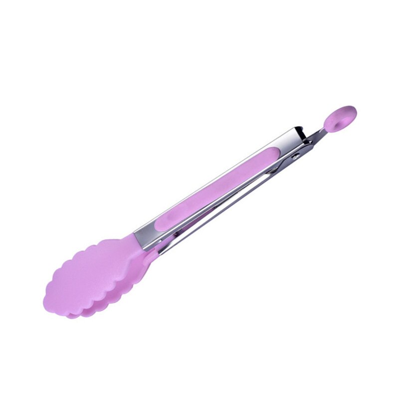 1 stk silikon mattang kjøkkentang redskap koketang klips klemme bbq tilbehør salat servering grill bbq verktøy matkvalitet: Rosa