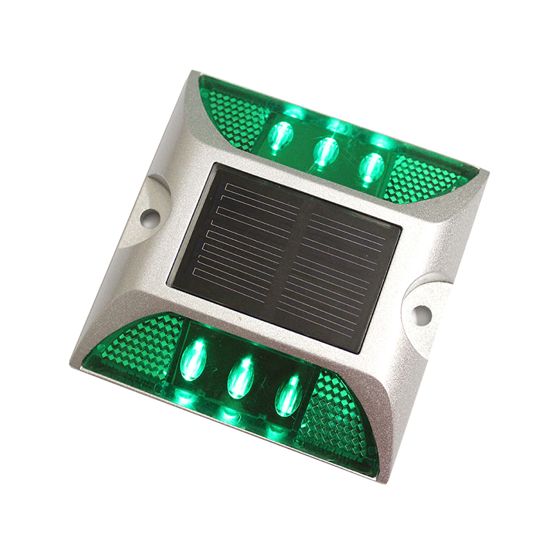 5 Stks/partij Waterdichte Led Zonne-energie Weg Stud Reflecterende Nagels Grond Waarschuwing Constante Op Licht: Green constant on