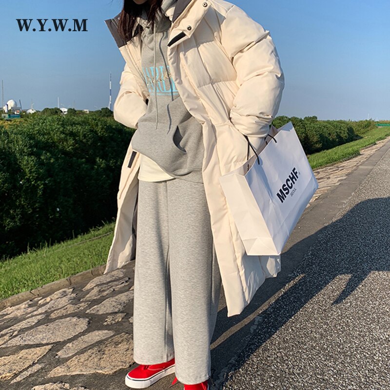 WYWM – veste longue chaude pour femme, Streetwear ample et épais, coupe-vent, parka en coton, longueur aux genoux, collection hiver